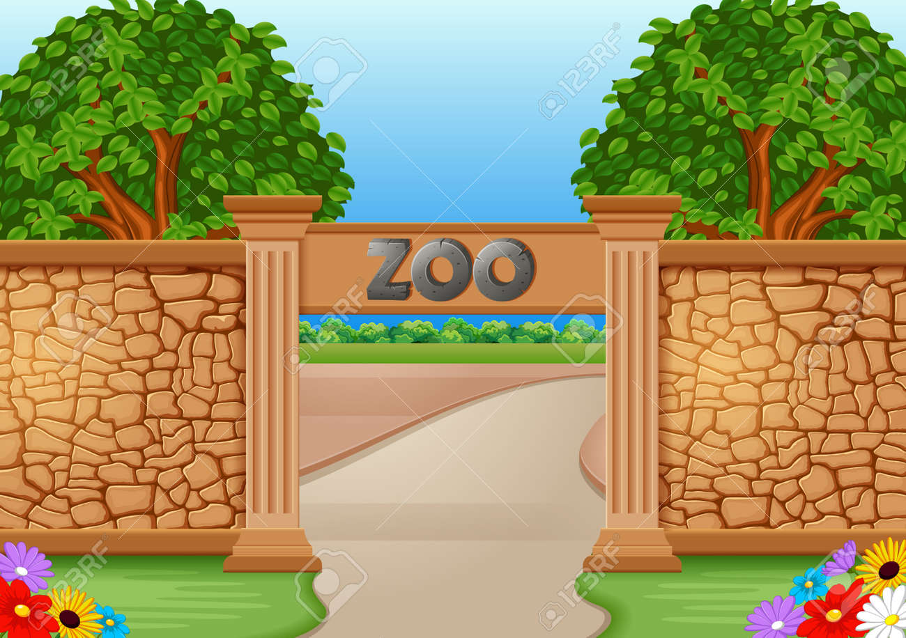 Zoo in a beautiful nature illustration. - 93379999 Zoo in a beautiful nature illustration. - 93379999
