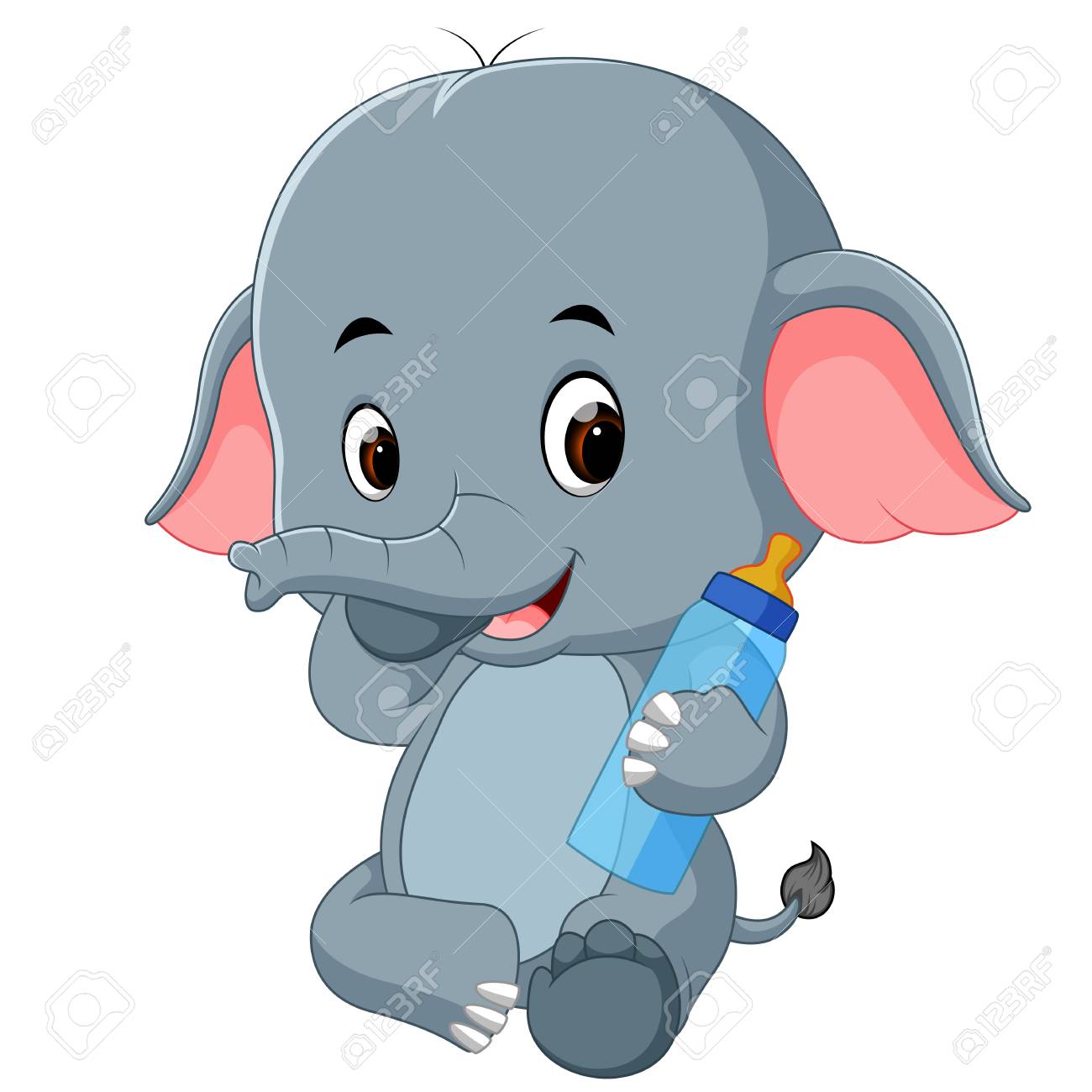 Bebe Elephant Avec Une Bouteille De Lait Banque D Images Et Photos Libres De Droits Image