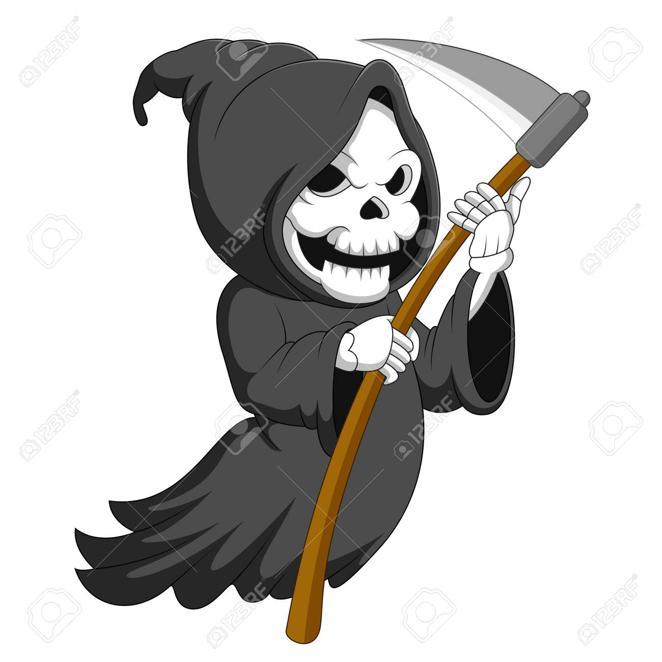 Cute cartoon grim reaper with scythe - 106288573