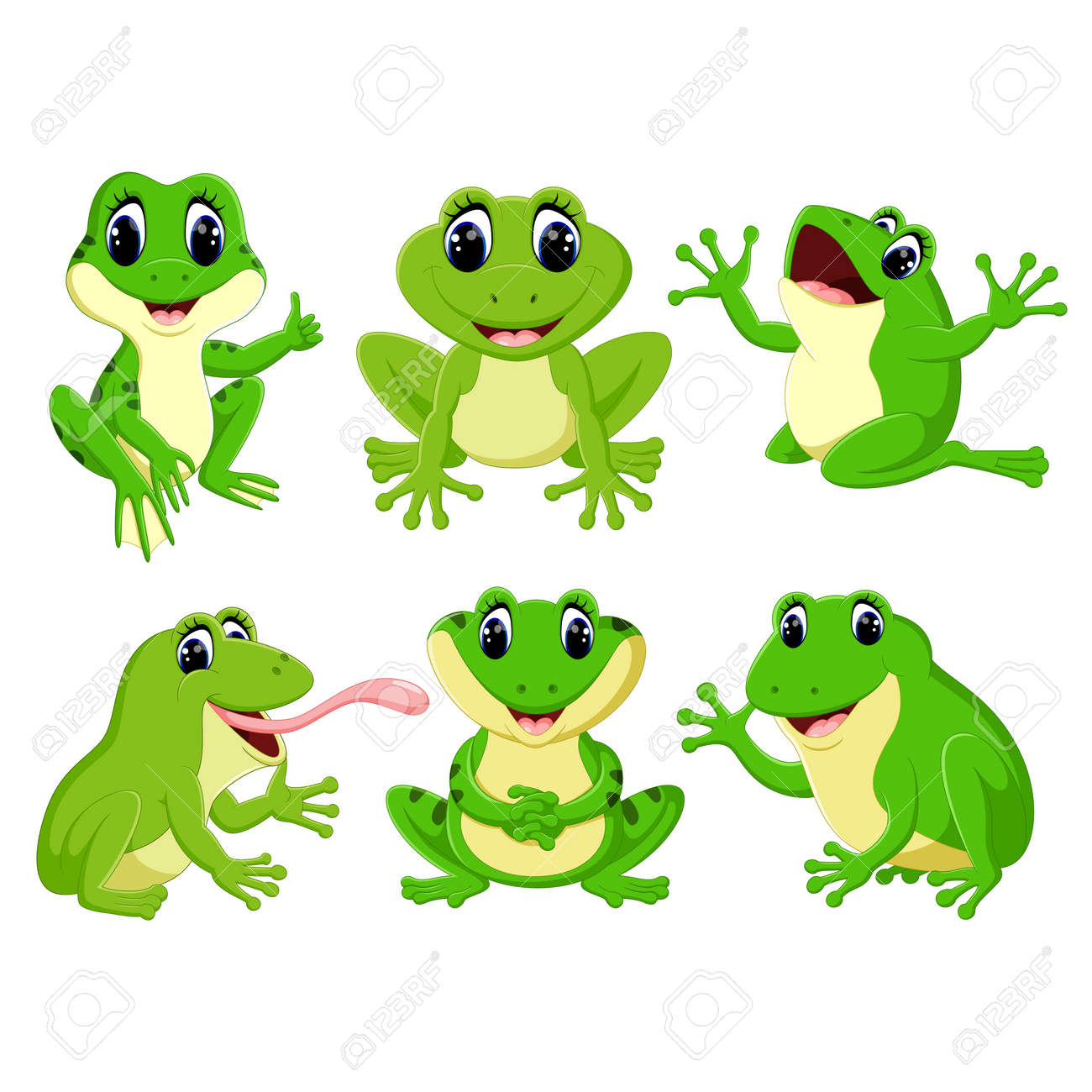 the collection of the pretty green frogs in the different posing - 109066679 the collection of the pretty green frogs in the different posing - 109066679