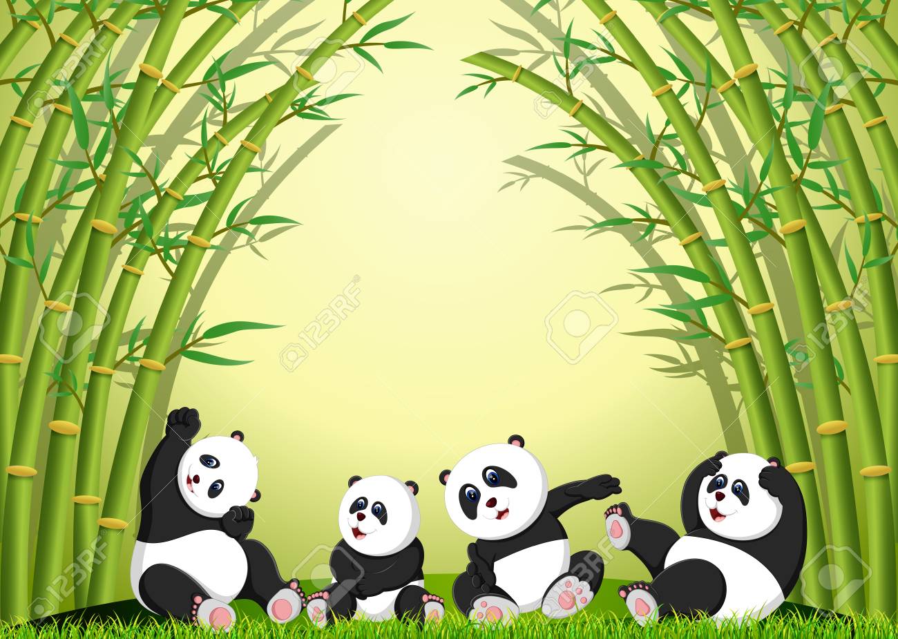 the panda action playing together under the bamboo - 108805722 the panda action playing together under the bamboo - 108805722