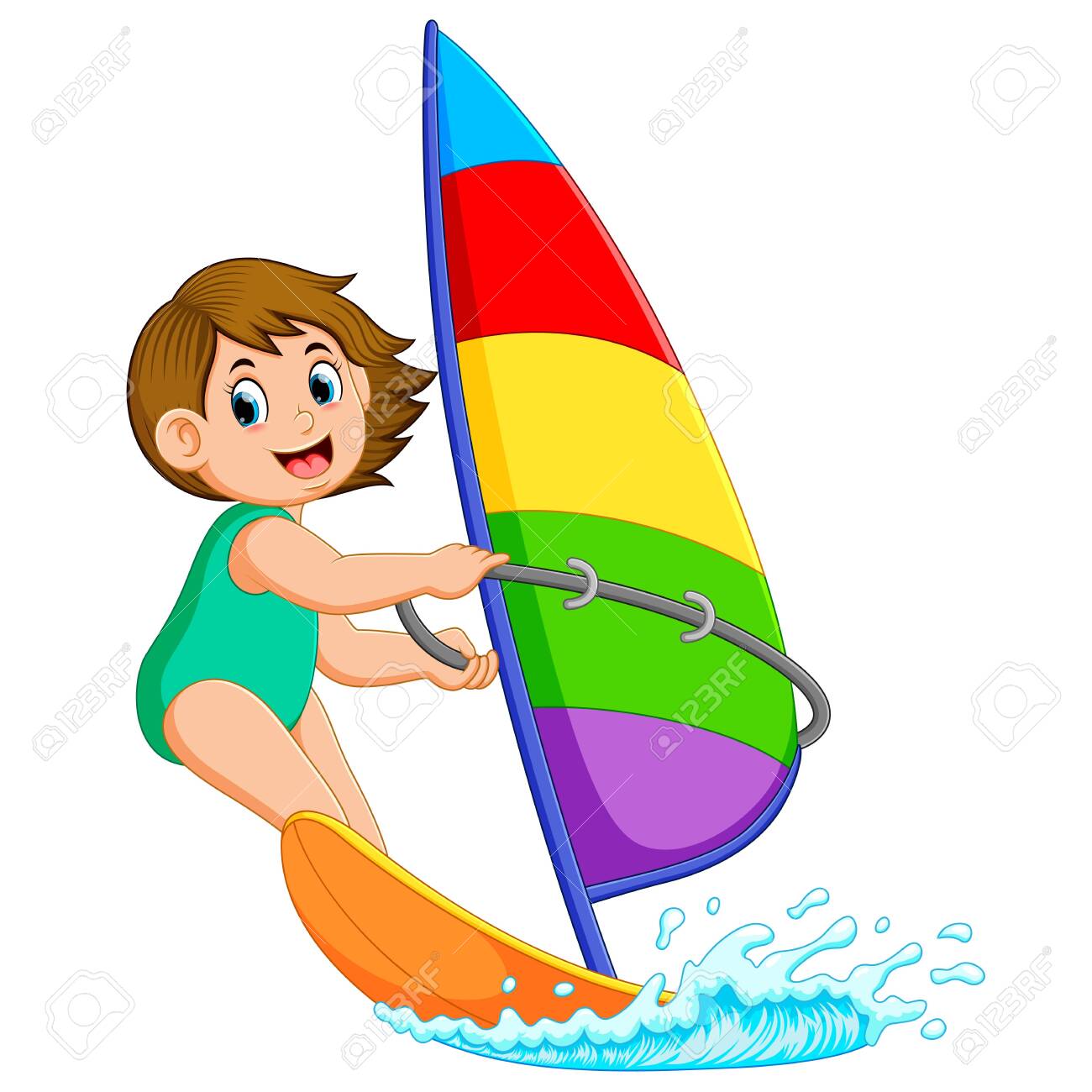 the professional girl is standing sailing boat - 125333278 the professional girl is standing sailing boat - 125333278