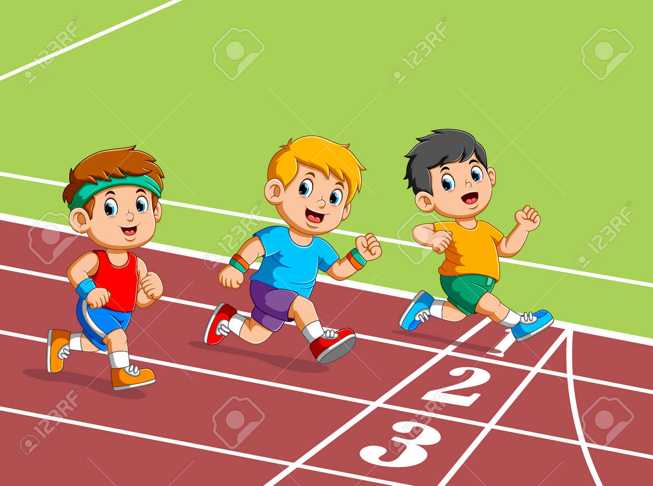 Kids Running On The Track Of Stadium Of Illustration Royalty Free SVG,  Cliparts, Vectors, And Stock Illustration. Image 147064946.