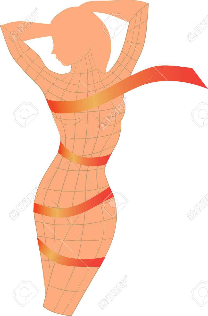 オレンジ色のリボンで女性の体 ベクトル イラスト のイラスト素材 ベクタ Image