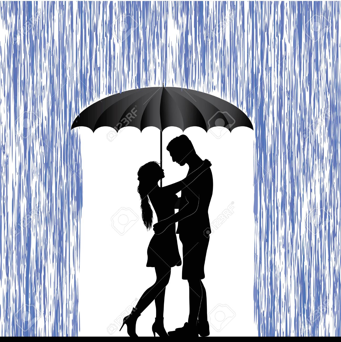 Pareja Besándose Hombre Y La Mujer En El Amor De San Valentín Día De Fondo Los Jóvenes Bajo El Paraguas En Blanco Ilustraciones Svg, Vectoriales, Clip Art Vectorizado Libre De Derechos.