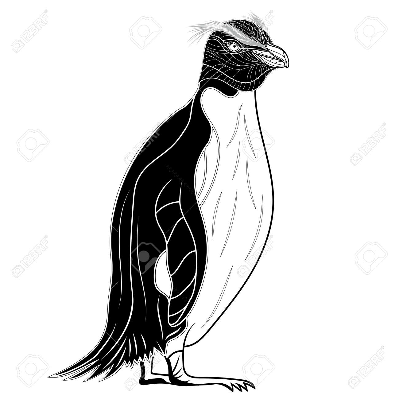 ペンギン マスコットやエンブレム デザイン ベクトル イラスト T シャツのための記号として皇帝の鳥頭 スケッチのタトゥーのデザイン のイラスト素材 ベクタ Image