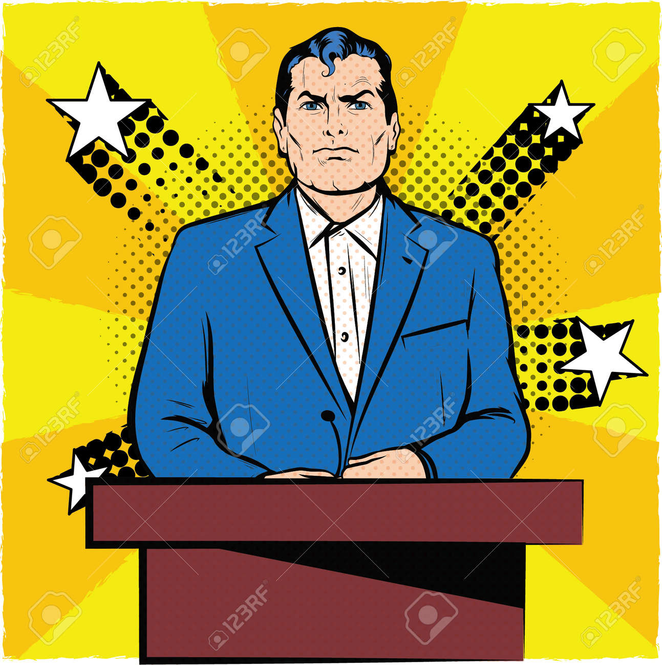 pop art retro serious politician electoral debates royalty free