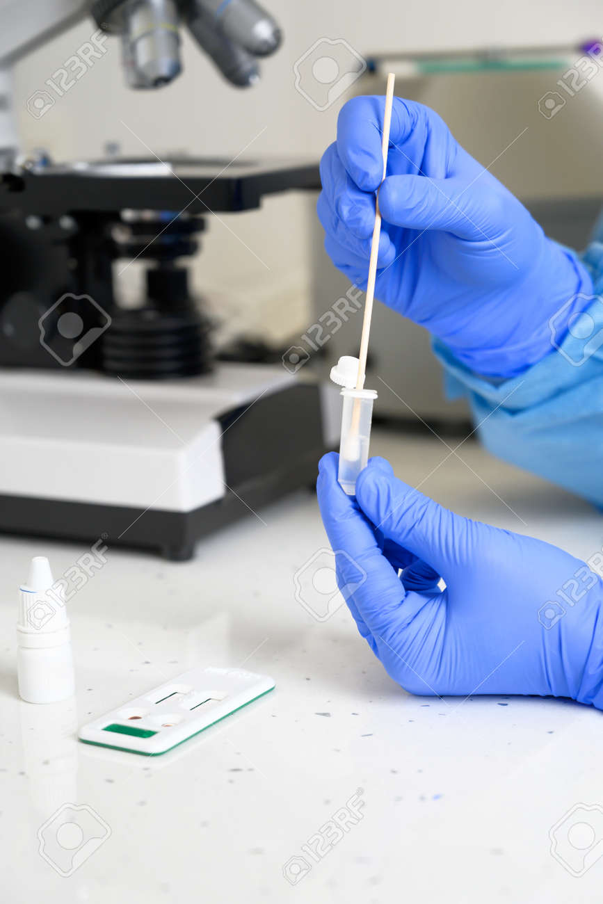 nasal swab laboratory test in hospital laboratory. - 169702151 nasal swab laboratory test in hospital laboratory. - 169702151