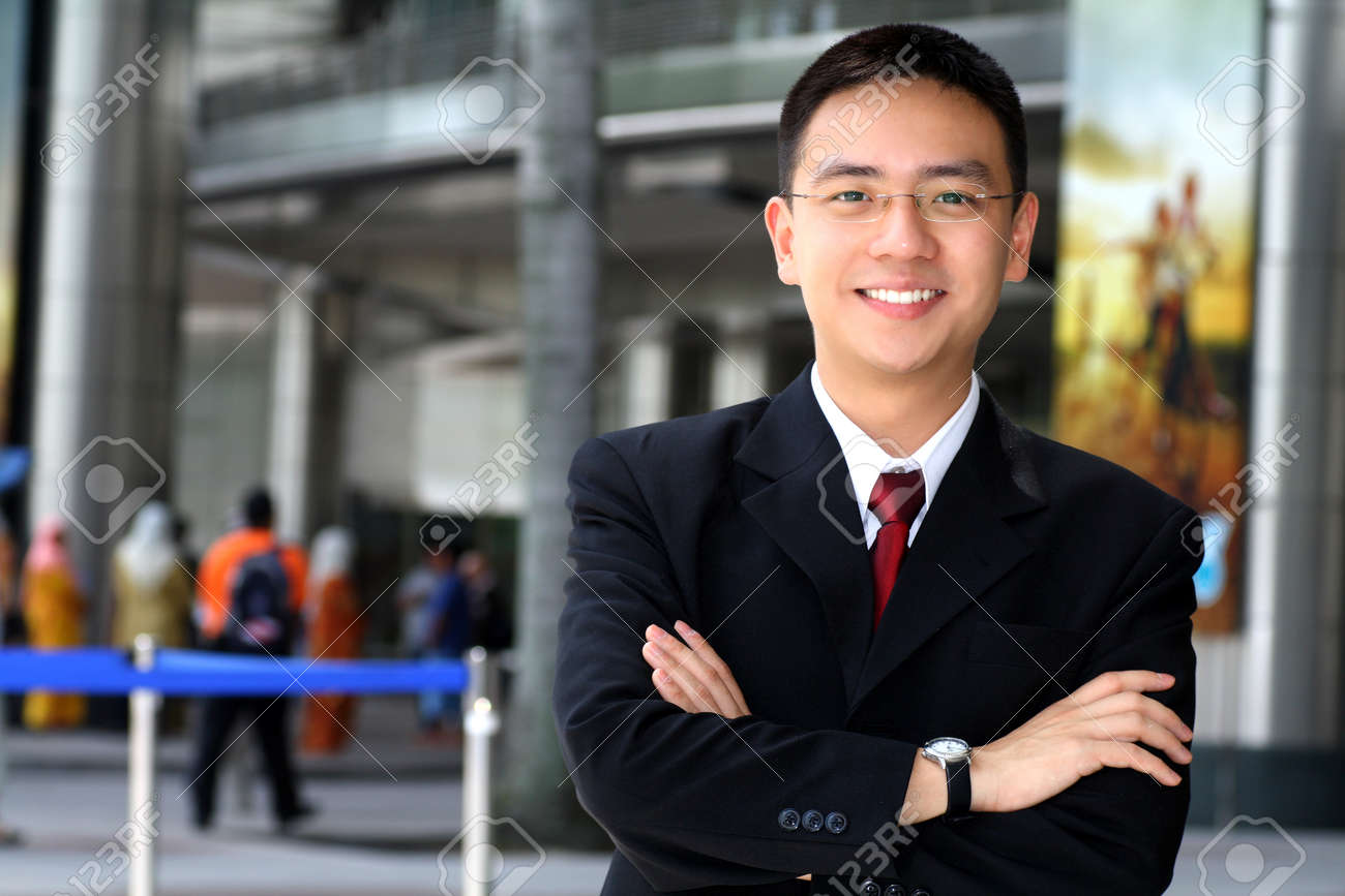 Asian business man Food in cunt