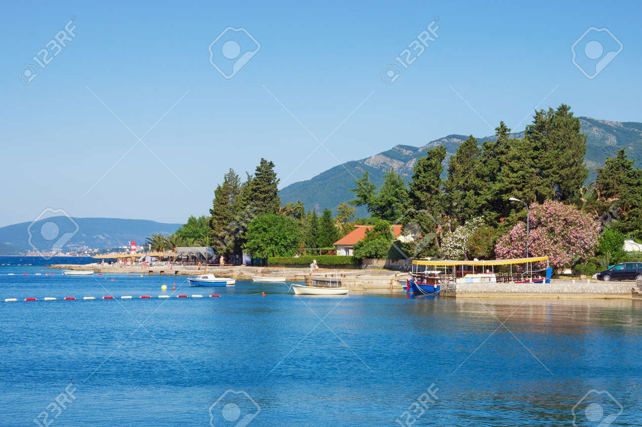 summer vacation on the seaside montenegro view of bay of kotor