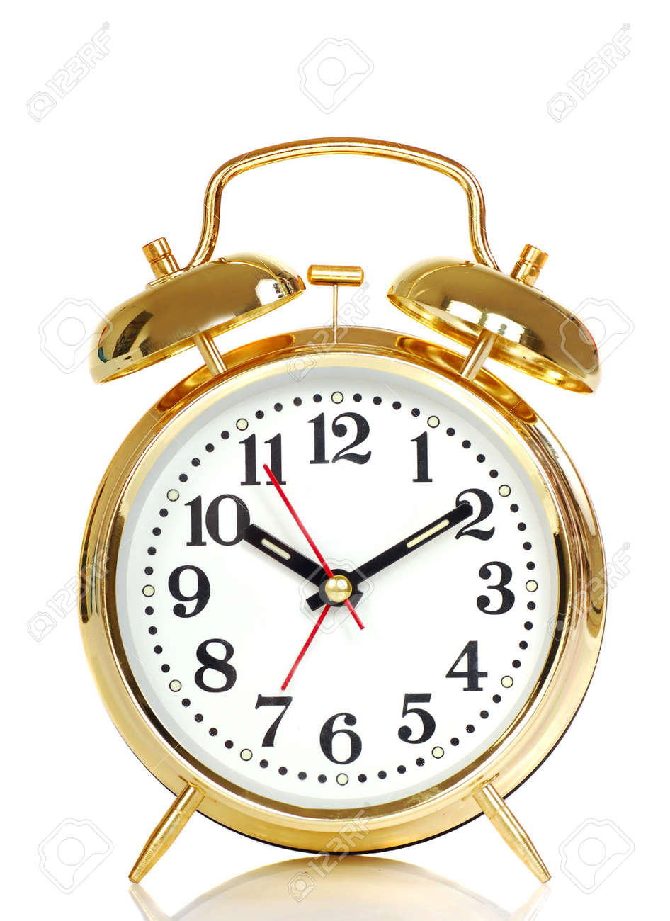 Old Fashioned Bell Alarm Clock Isolated On White Stock Photo Picture And Royalty Free Image Image 6689096