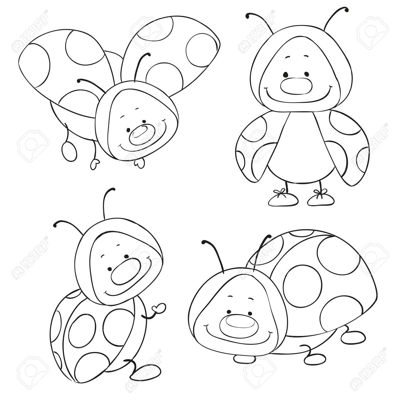 漫画の塗り絵のてんとう虫 面白い昆虫 ベクトル のイラスト素材 ベクタ Image