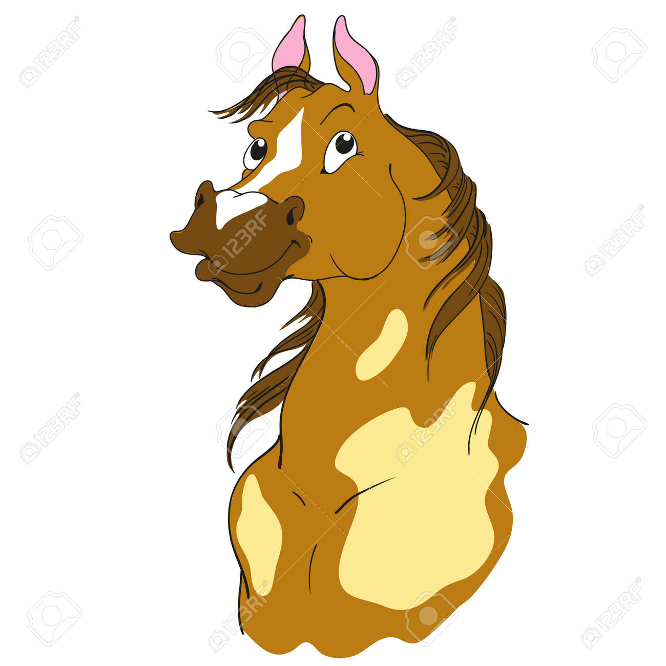 Pferd Zeichentrickfigur Gescheckte Farbe Pferdekopf Isoliert Auf Weissem Hintergrund Vektor Pinto Schecke Lizenzfrei Nutzbare Vektorgrafiken Clip Arts Illustrationen Image