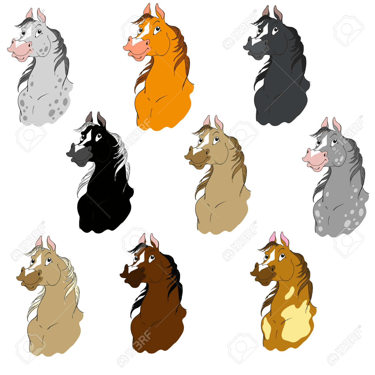 Collection Of Cartoon Horses Suits Horses Horse Head Vector Royalty Free Cliparts Vectors And Stock Illustration Image 70280215