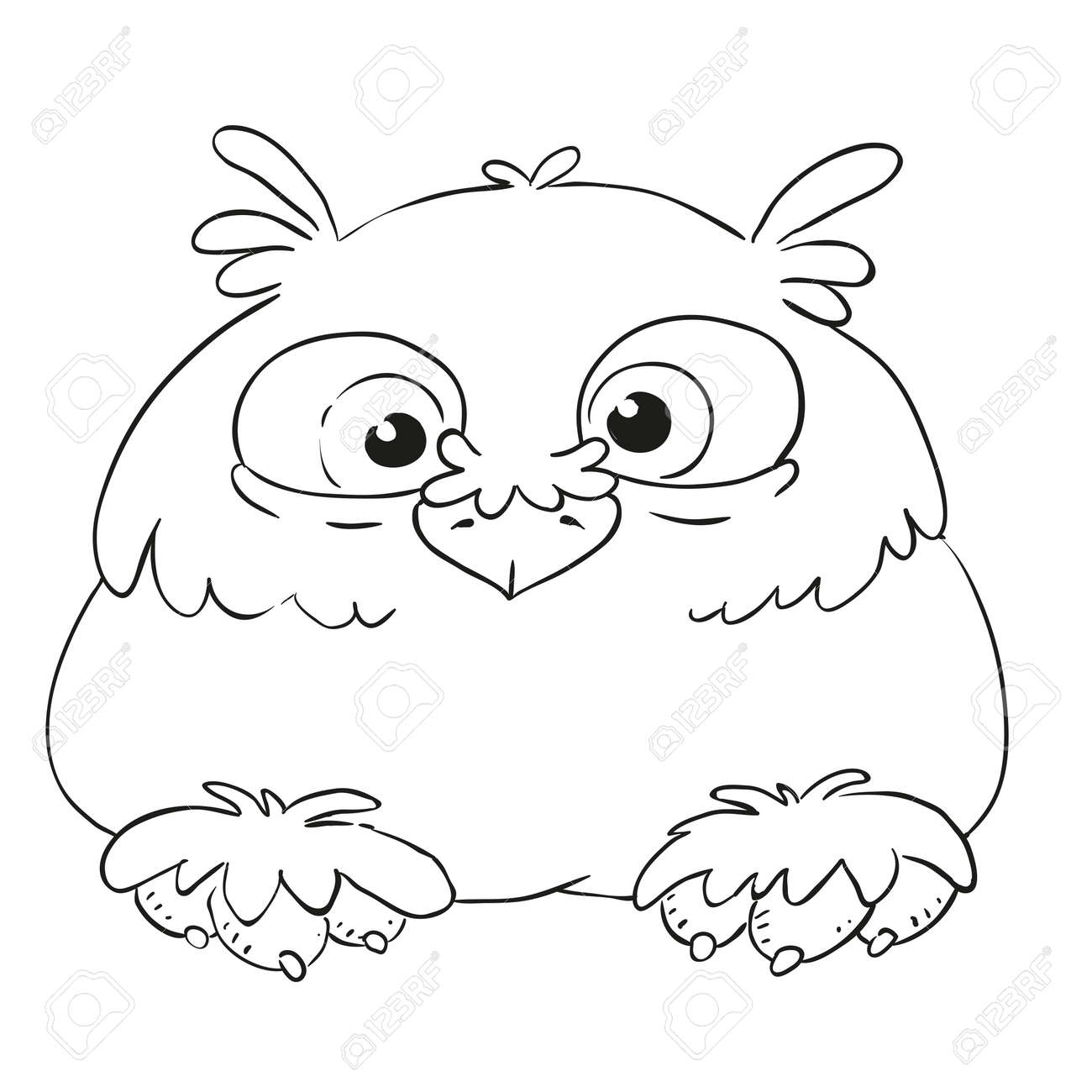 Buho Divertido Del Personaje De Dibujos Animados Vector Aislados