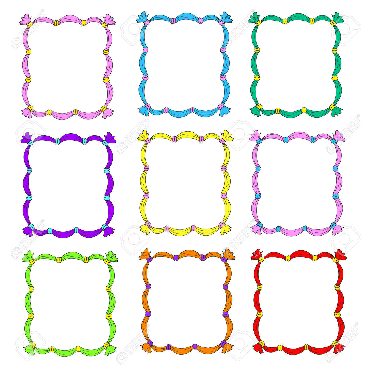 plantillas para el diseño conjunto de marcos las plantillas de marco son multicolores marcos con cintas vector aislado en el fondo blanco plantillas
