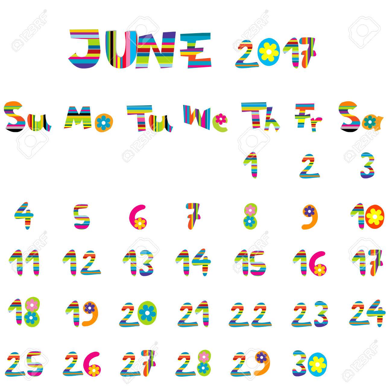 cute june 2017 calendar for kids royalty free cliparts vectors and