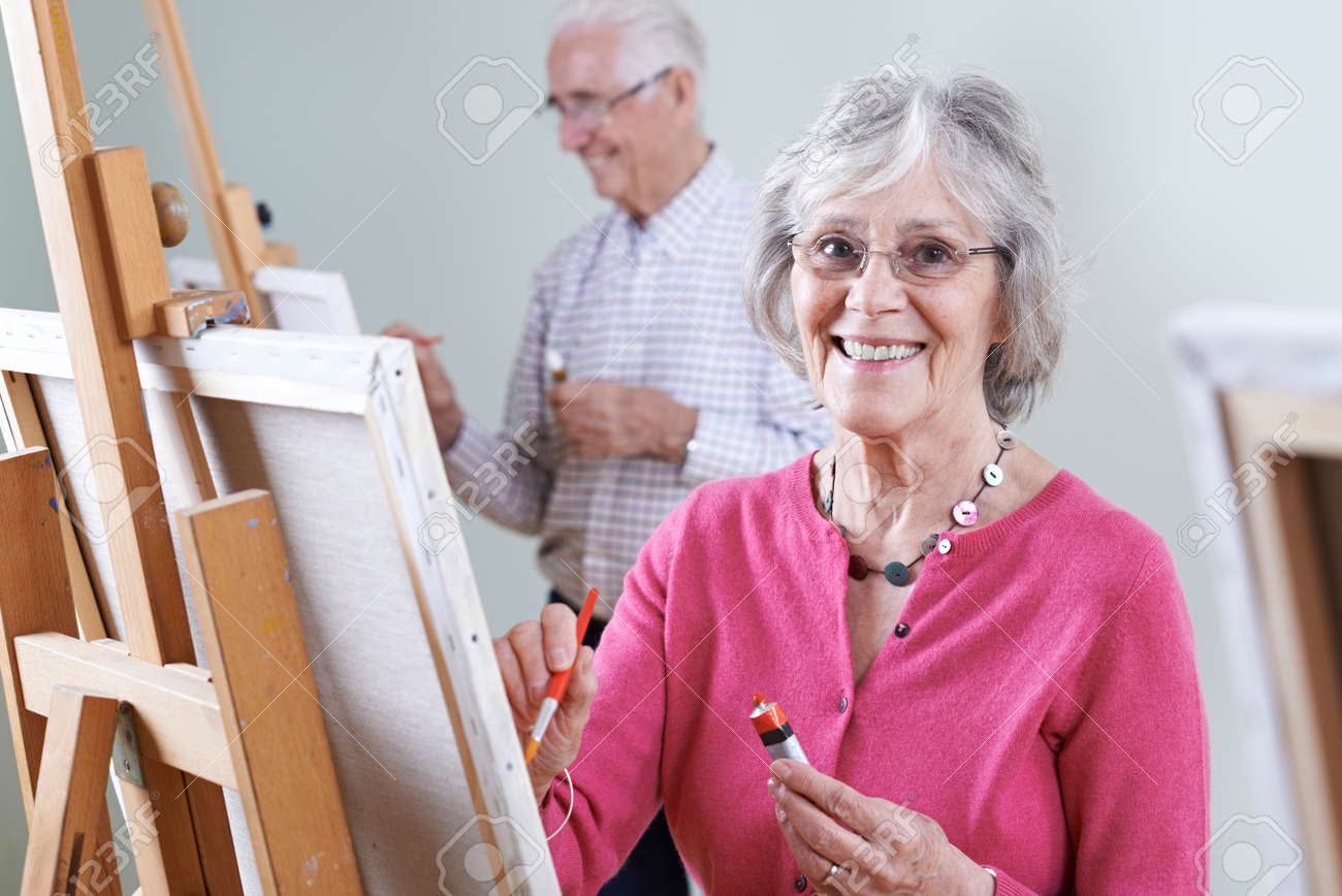 Seniors Attending Painting Class Together - 68449889 Seniors Attending Painting Class Together - 68449889