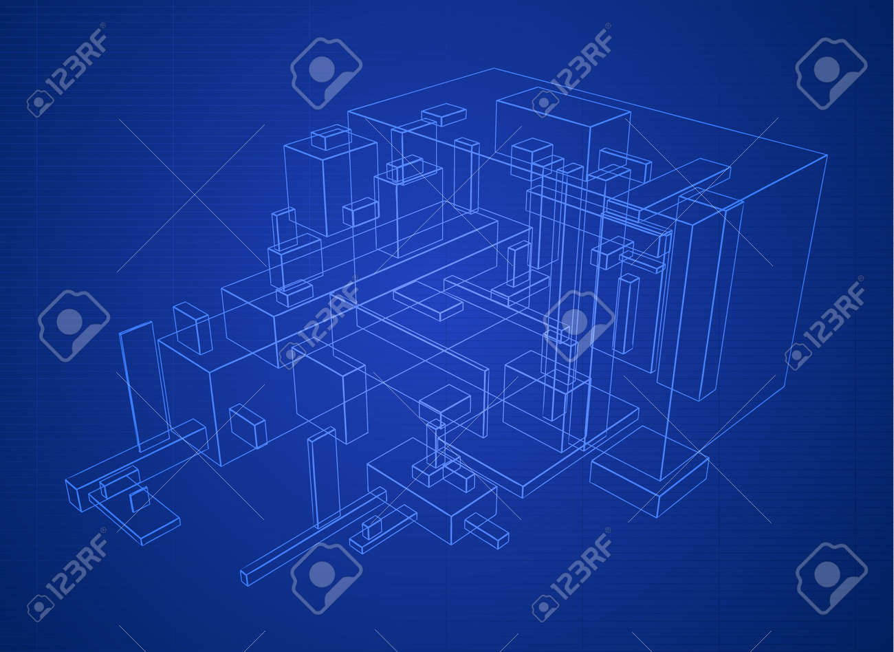 Abstract vector box build structure blueprint design stock vector 6160726