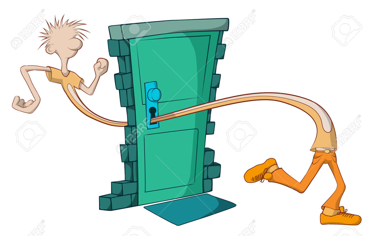 guy walking through door
