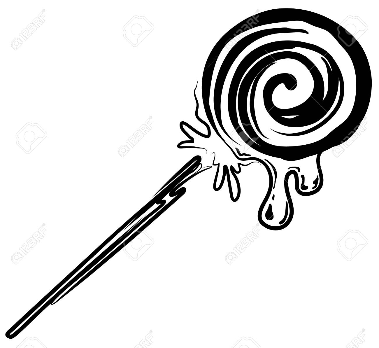 lollipop candy stylized stencil black vector illustration