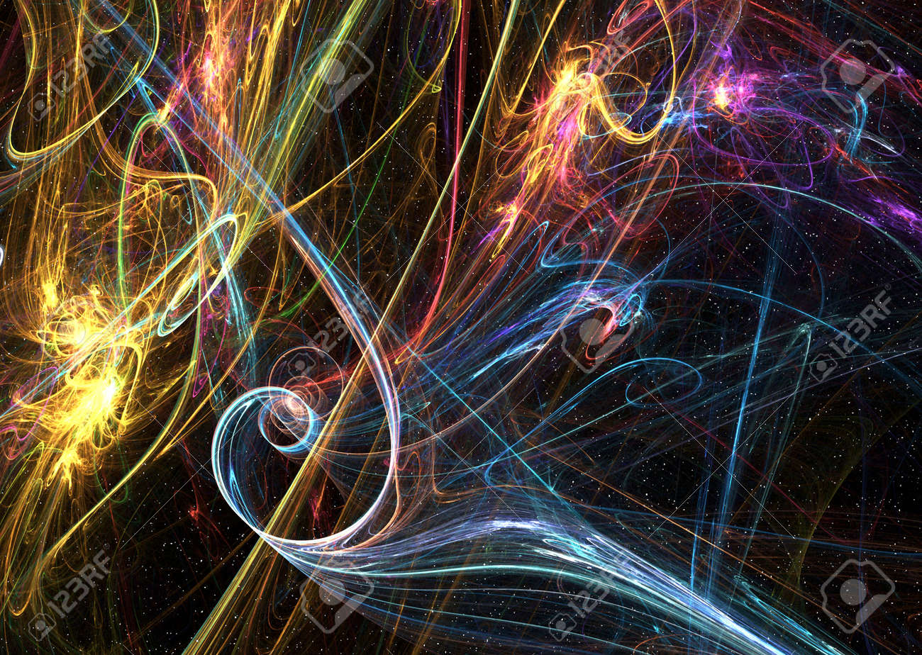 宇宙ファンタジー魔法エネルギー渦巻く抽象的な暗い背景 水平 の写真素材 画像素材 Image