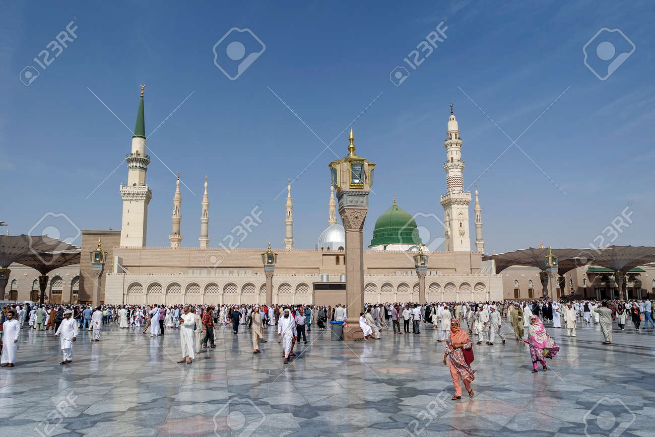 medina kingdom of saudi arabia ksa jan 30 muslims marching
