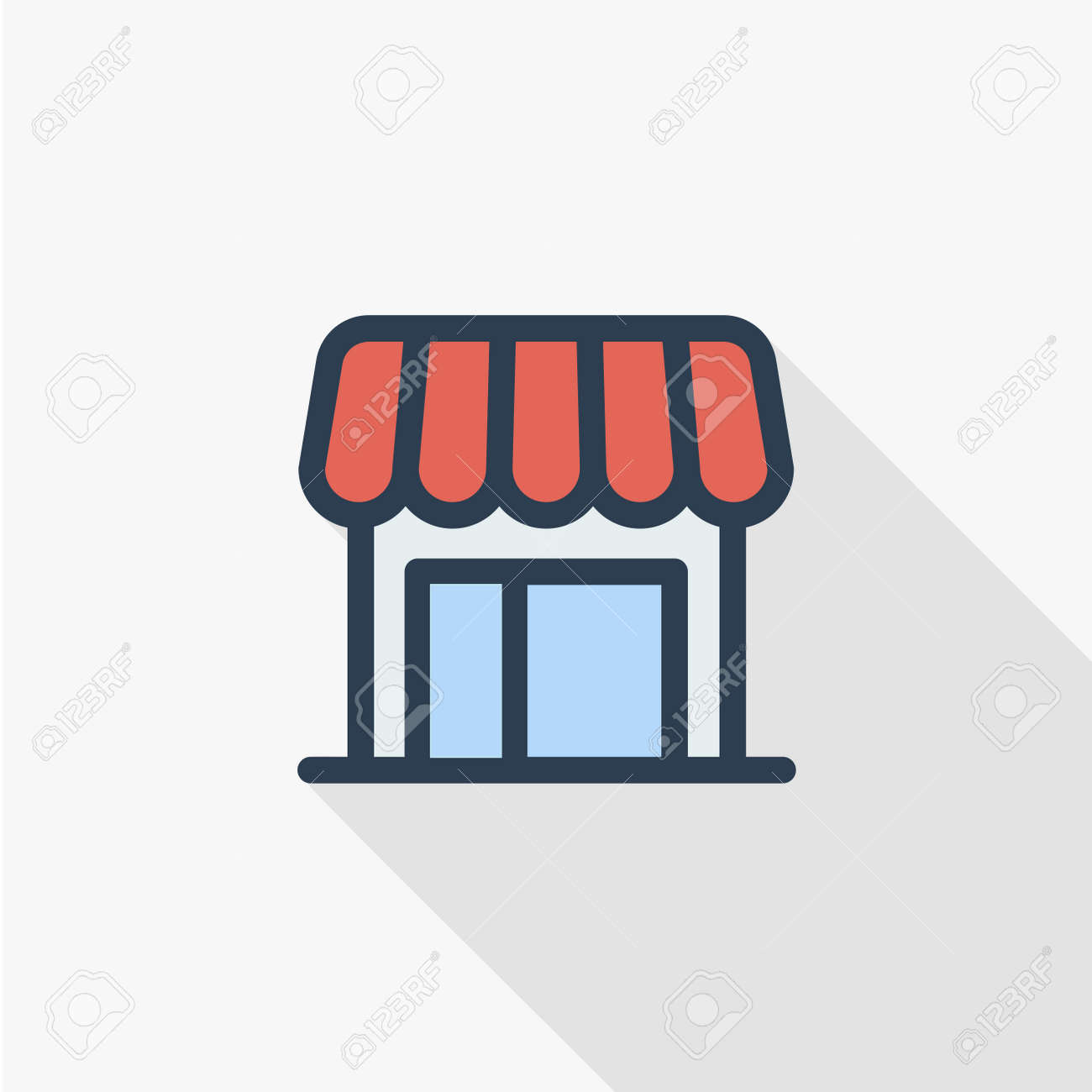 Loja De Construcao De Icone De Cor Lisa De Linha Fina Ilustracao Vetorial Linear Pictograma Isolado No Fundo Branco Projeto Colorido Longa Sombra Ilustraciones Vectoriales Clip Art Vectorizado Libre De Derechos Image