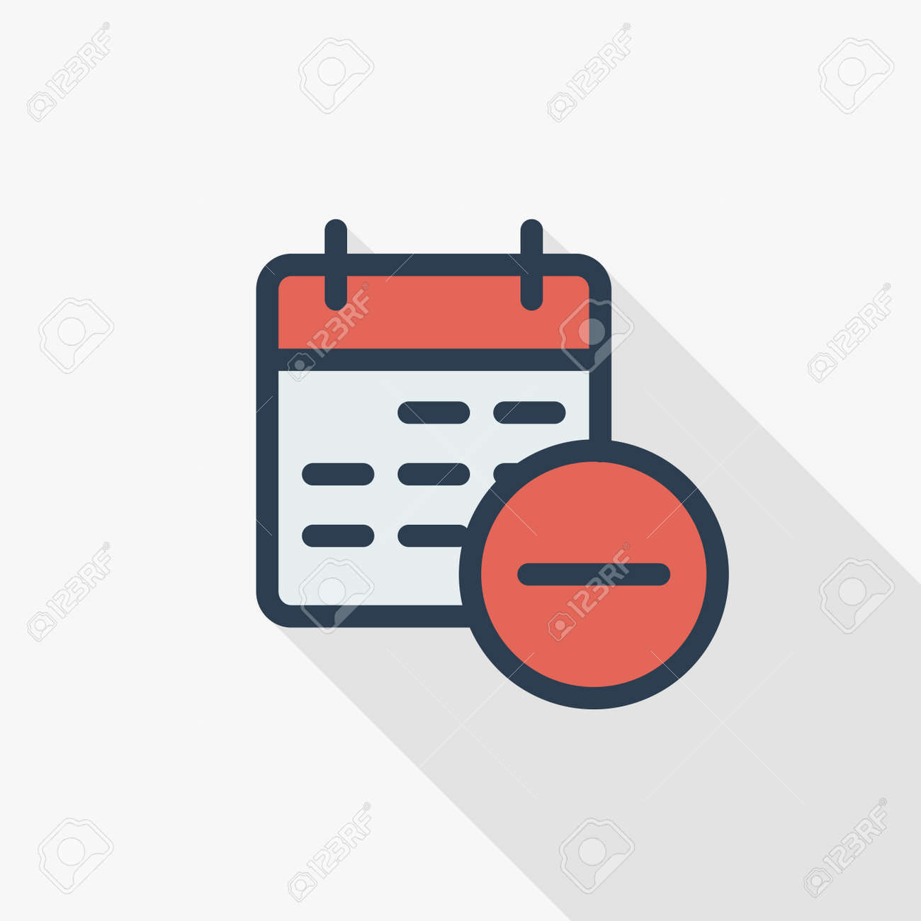 日付と時刻、カレンダーと削除イベント細線フラットカラーアイコン