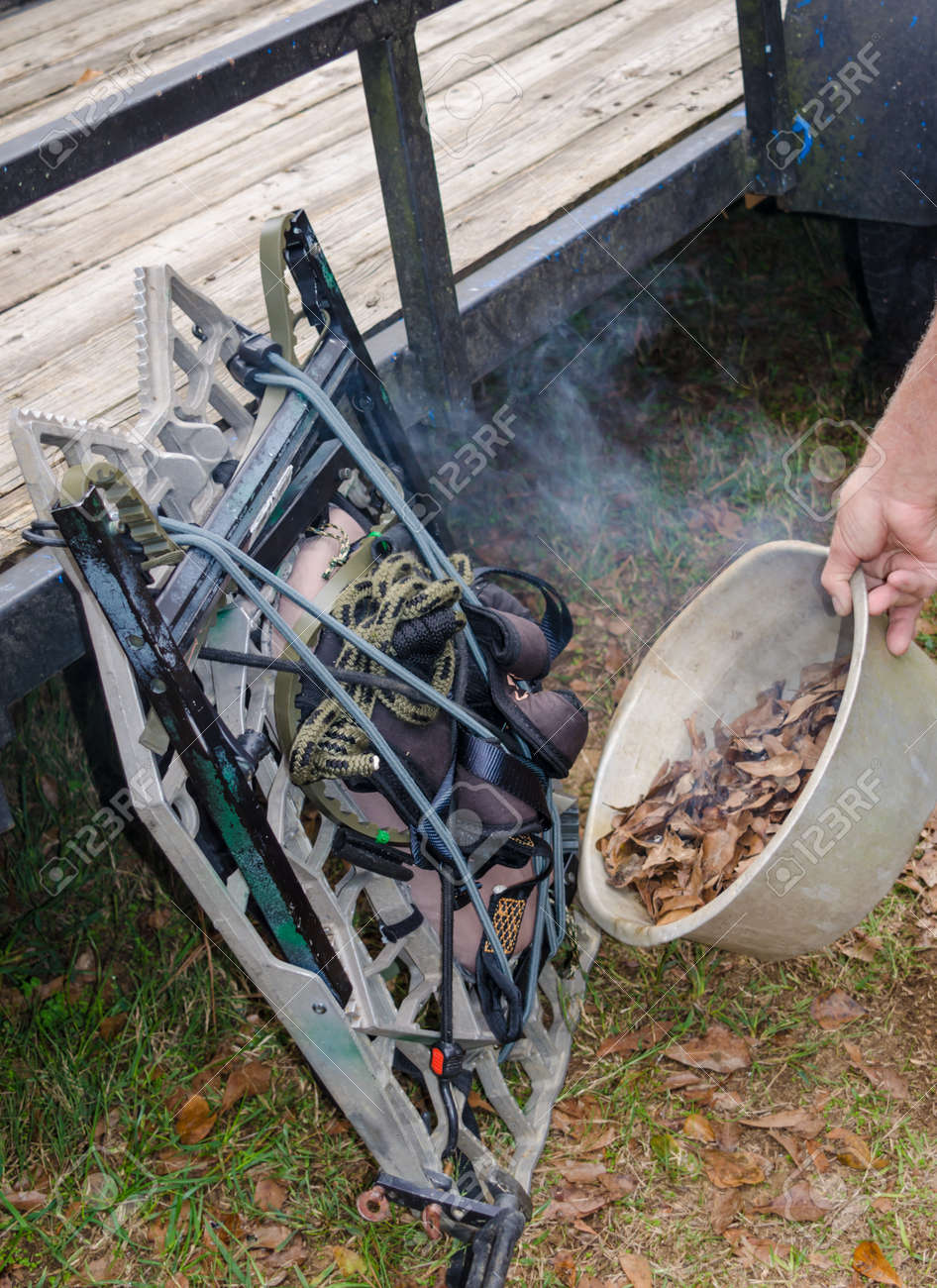 Hunter S Tree Stand Being Smoked To Cover And Mask Human Scent Stock Photo Picture And Royalty Free Image Image 134204566