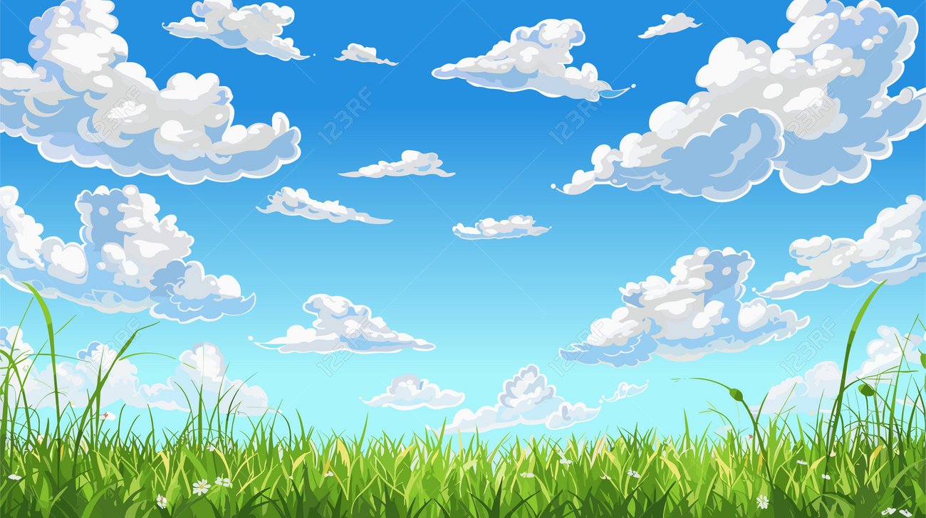 Blue Sky - Fluffy Clouds, Serenity | Free Art Puzzle + Poem, image size:1300x728