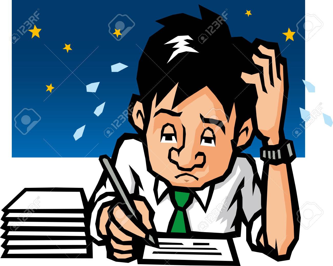 残業するビジネスマン のイラスト素材 ベクタ Image 残業するビジネスマン のイラスト素材 ベクタ Image
