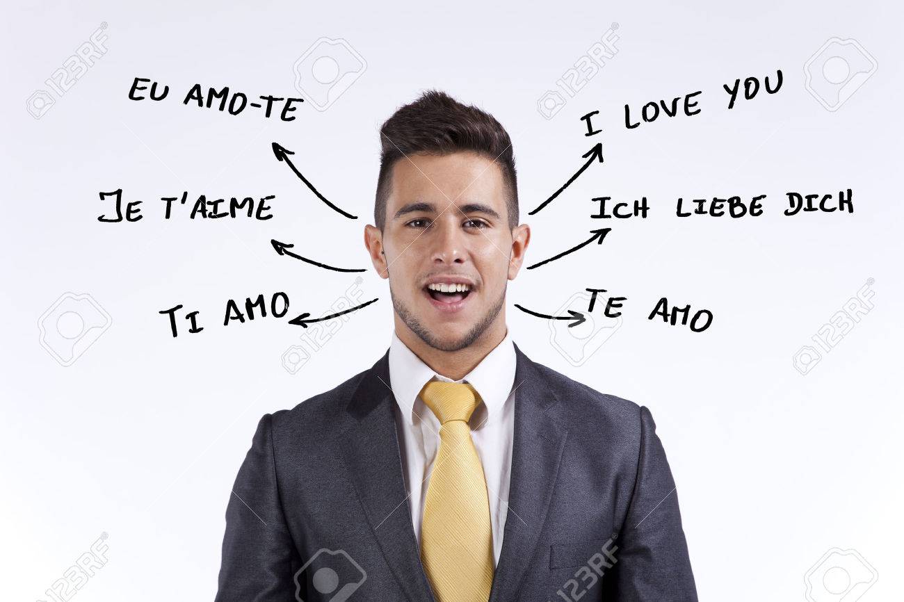 Como Se Dice En Ingles Te Amo Hombre De Negocios Feliz Decir Te Amo En Portugués, Francés, Inglés,  Italiano, Español Y Alemán Fotos, Retratos, Imágenes Y Fotografía De  Archivo Libres De Derecho. Image 23488865.