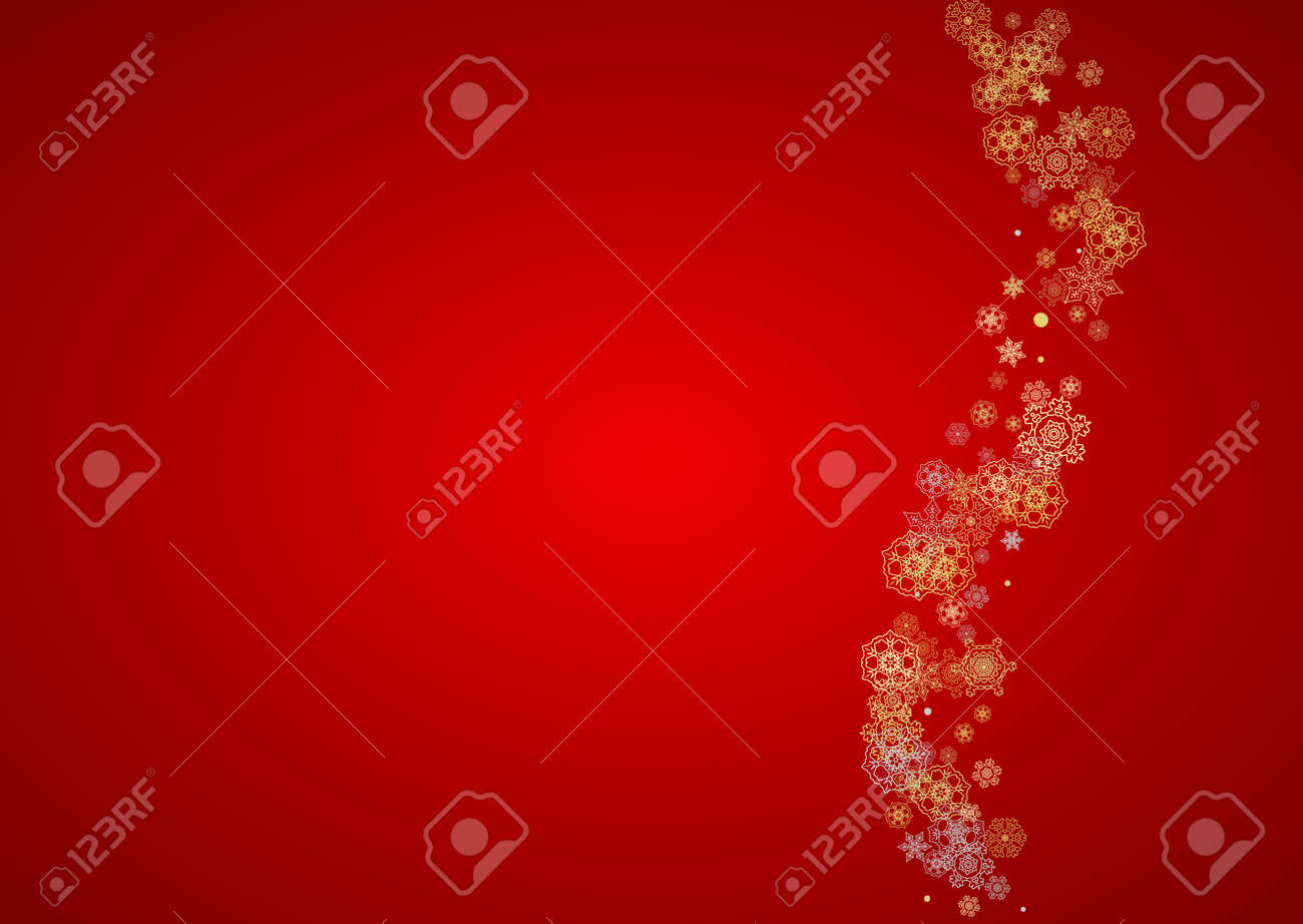 Natale Glitter Immagini.Vettoriale Neve Di Natale Su Sfondo Rosso Cornice Glitter Per Banner Invernali Buono Regalo Buono Pubblicita Evento Per Feste Colori Di Babbo Natale Con Neve Dorata Di Natale Fiocchi Di Neve