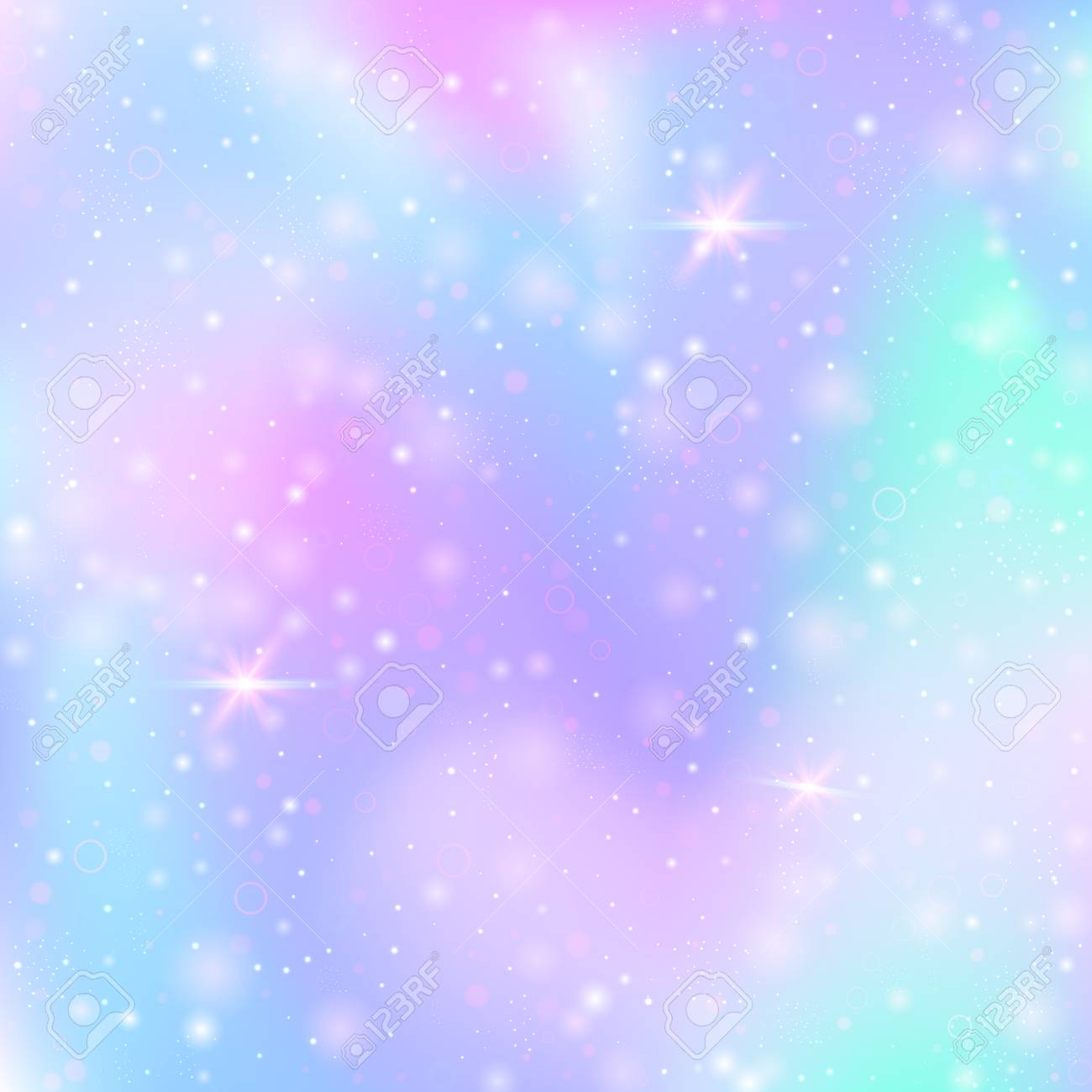 Unicorn background with rainbow mesh. Multicolor universe banner in princess colors. Fantasy gradient backdrop with hologram. Holographic unicorn background with magic sparkles, stars and blurs. - 95737696 Unicorn background with rainbow mesh. Multicolor universe banner in princess colors. Fantasy gradient backdrop with hologram. Holographic unicorn background with magic sparkles, stars and blurs. - 95737696