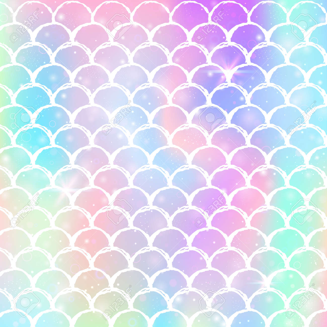 Kawaii Mermaid Background With Princess Rainbow Scales Pattern. Fish Tail  Banner With Magic Sparkles And Stars. Sea Fantasy Invitation For Girlie  Party. Hipster Kawaii Mermaid Backdrop. Royalty Free SVG, Cliparts,  Vectors, and, image size:1300x1300