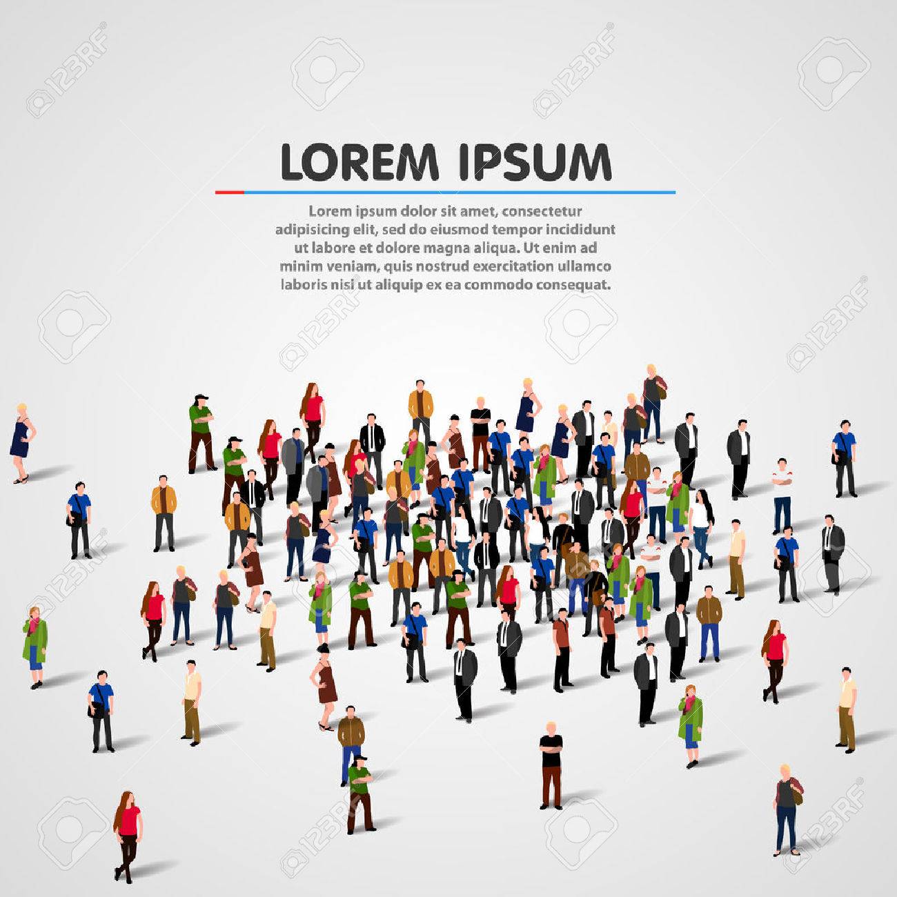 Big people crowd on white background. Vector illustration. - 58177616 Big people crowd on white background. Vector illustration. - 58177616