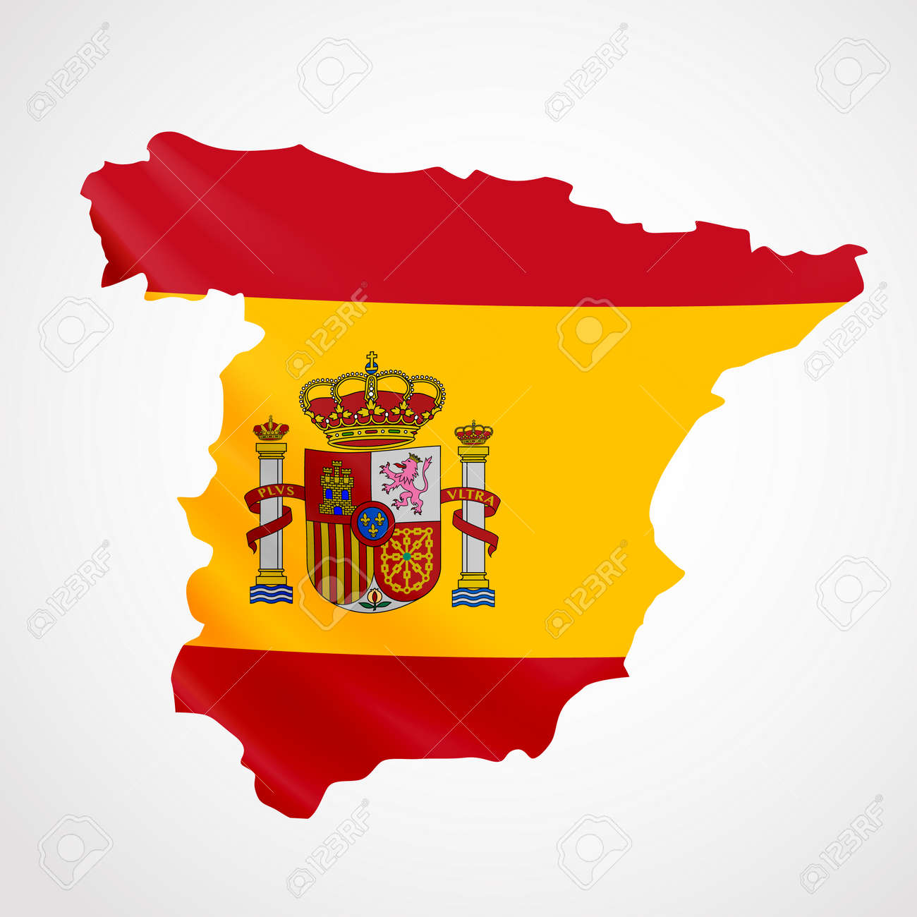 マップの形でスペインの旗を掲げ スペインの王国 国旗のコンセプトです のイラスト素材 ベクタ Image