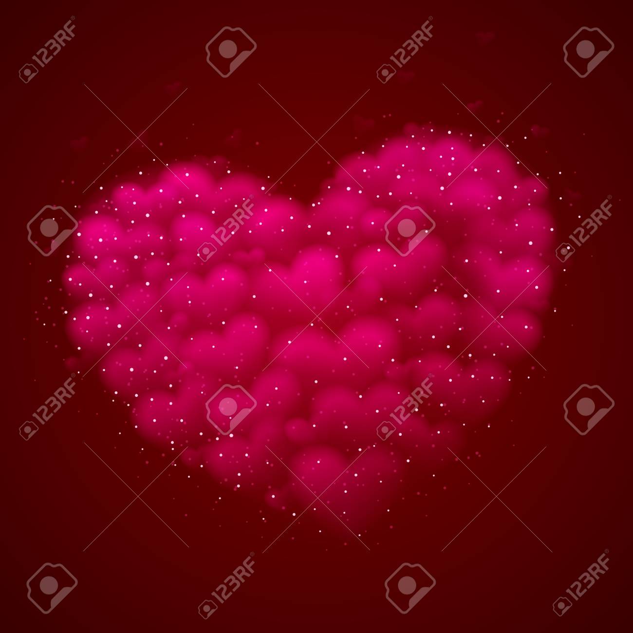 Ein Grosses Rosa Herz Aus Kleinen Herzen Auf Einem Dunklen Hintergrund Bordeaux Platziert Lizenzfreie Fotos Bilder Und Stock Fotografie Image 86189293