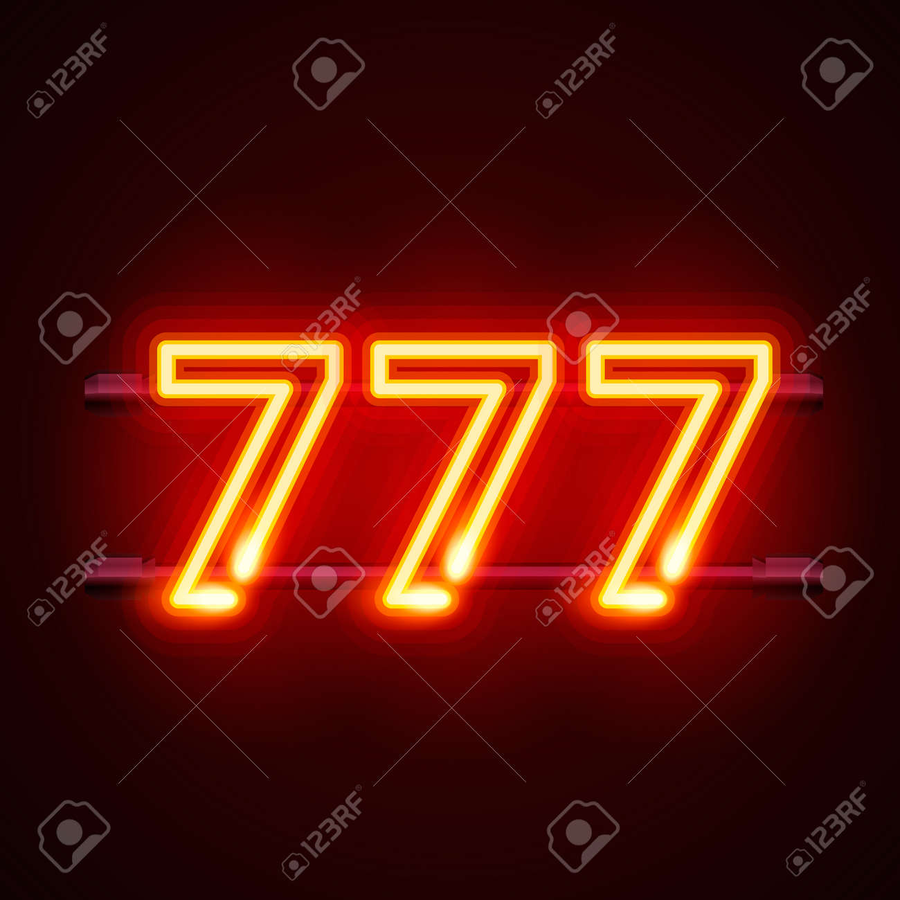 カジノ 777 ネオン看板 勝者トリプル セブン カジノ ジャック ポット アイコン ラッキー ナンバー ベクトル イラスト の写真素材 画像素材 Image