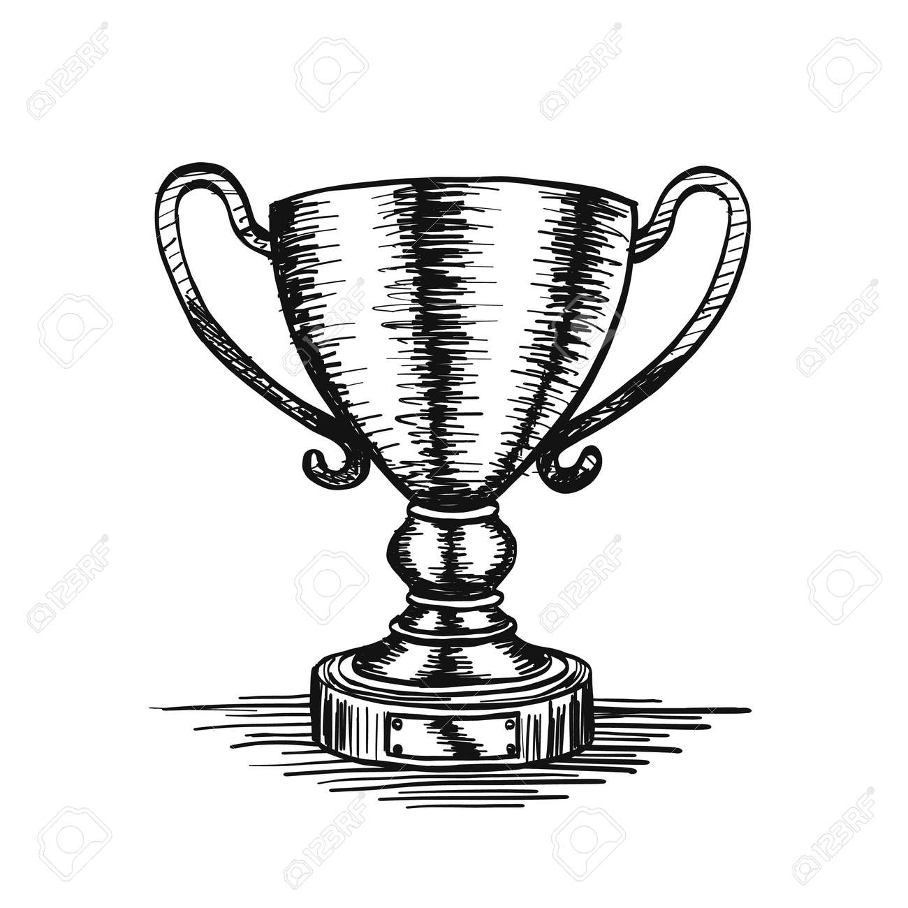 Sketch Of Hand Drawn Winner Cup Vintage. Vector Illustration Royalty Free  SVG, Cliparts, Vectors, and Stock Illustration. Image 87982392., image size:1300x1300