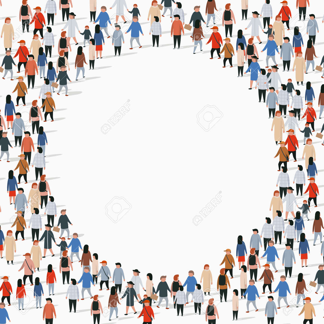 Large group of people in the shape of circle. Vector illustration - 128489966 Large group of people in the shape of circle. Vector illustration - 128489966