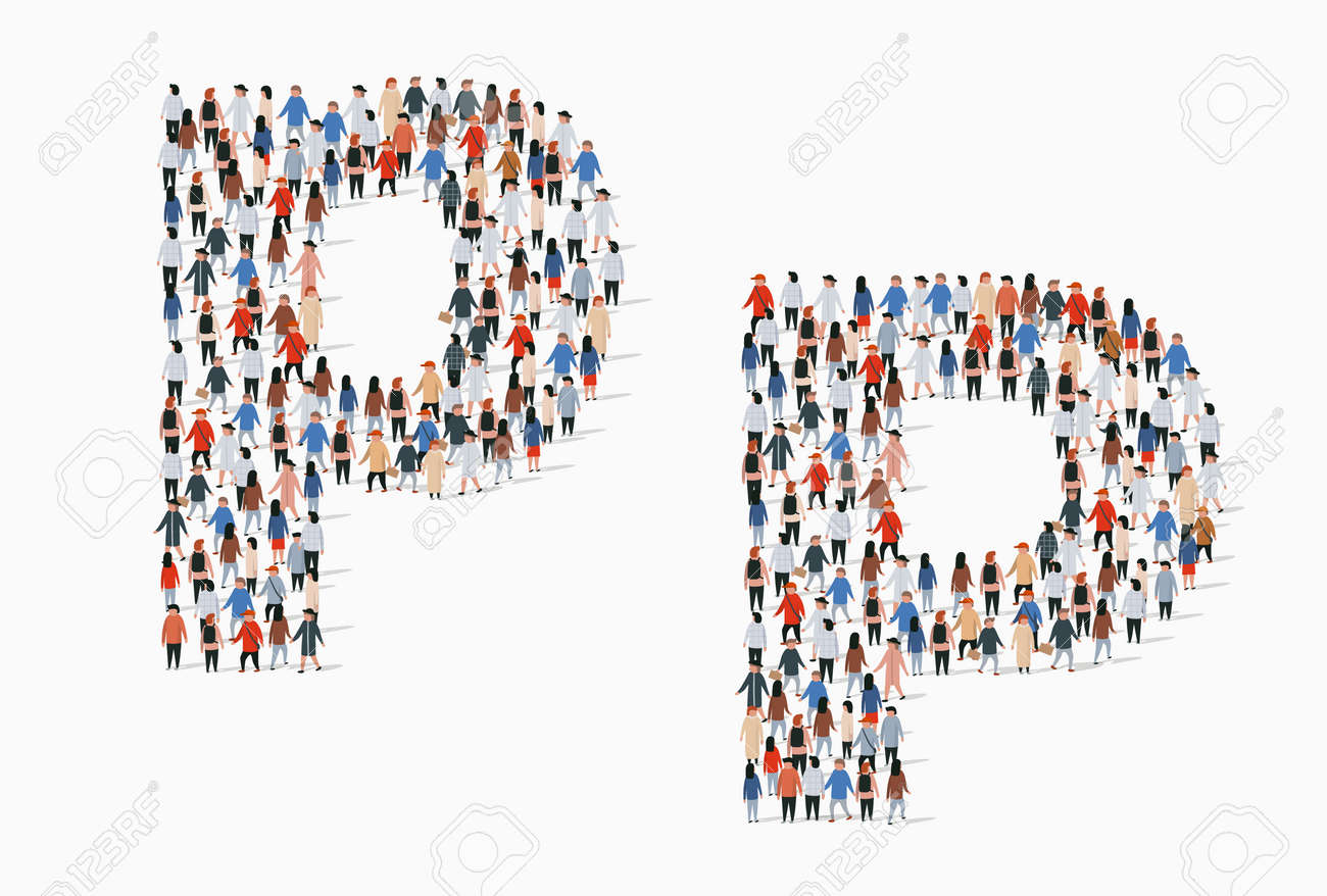 Large group of people in letter P form. Vector seamless background - 128491455 Large group of people in letter P form. Vector seamless background - 128491455
