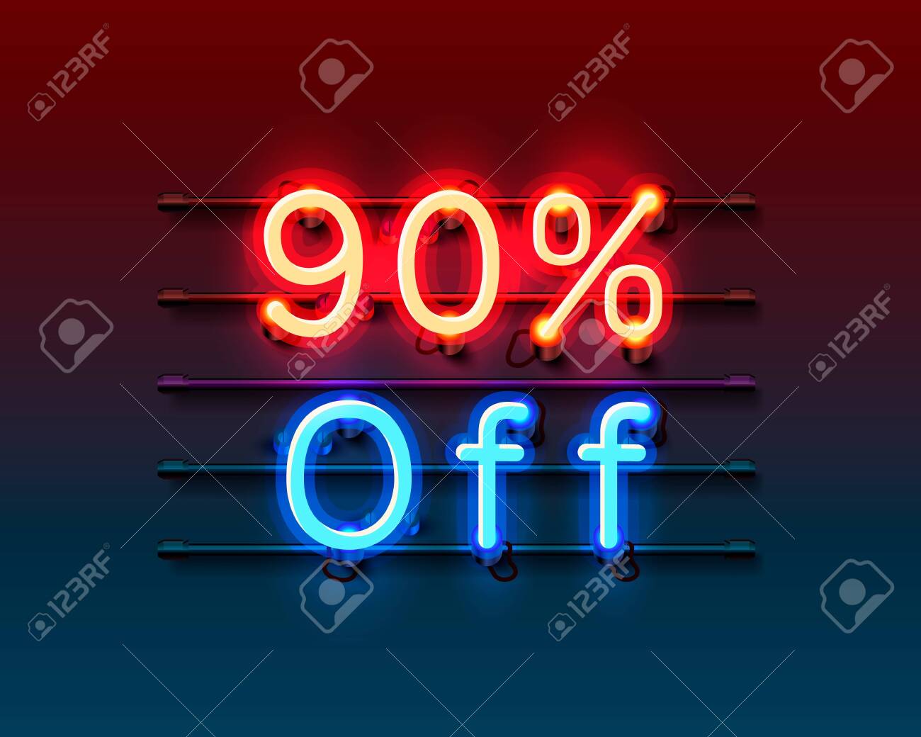 Neon Frame 90 Off Text Banner Night Sign Board Vector Illustration Royalty Free Cliparts Vectors And Stock Illustration Image