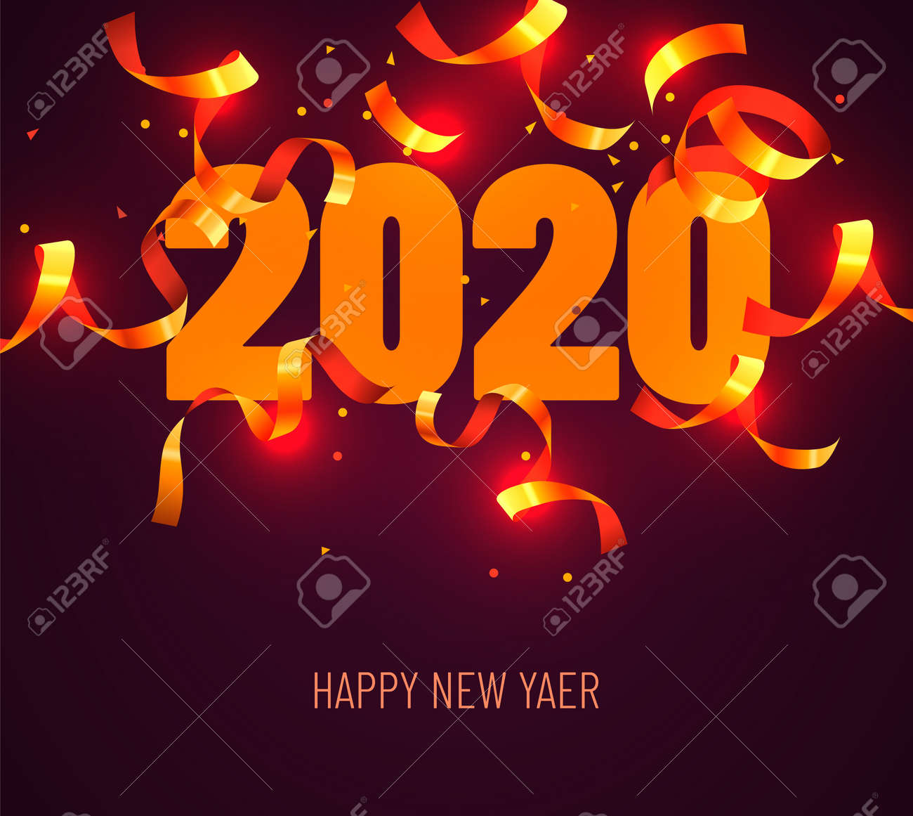 2020 Happy New Year Greeting with Gold Confetti. Vector Illustration. Design element for flyers, leaflets, postcards and posters. Vector illustration - 134155694 2020 Happy New Year Greeting with Gold Confetti. Vector Illustration. Design element for flyers, leaflets, postcards and posters. Vector illustration - 134155694