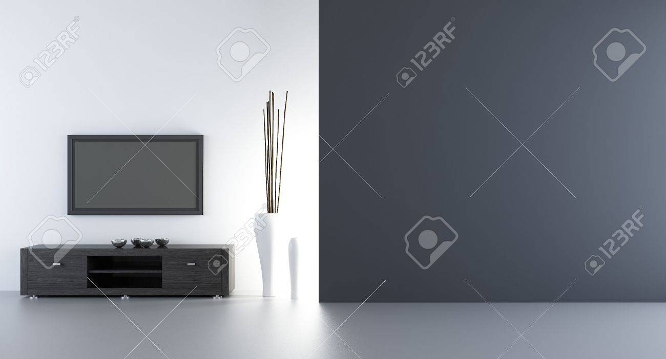 flatscreen wth rack to face a blank white wall - left side of view - 5594370 flatscreen wth rack to face a blank white wall - left side of view - 5594370