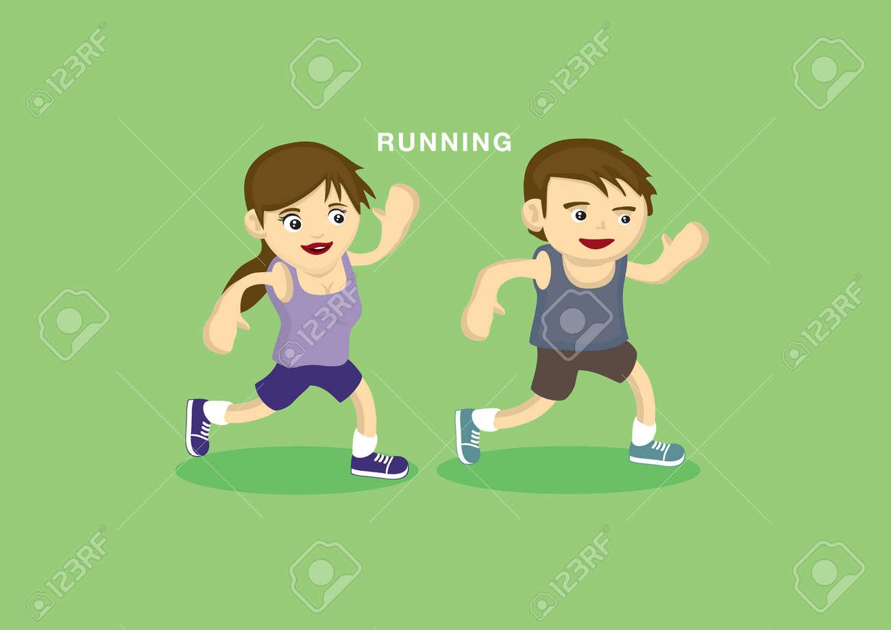 Ilustración Vectorial De Dibujos Niño Feliz Niña En Ropa Deportiva Ejercicio Ejecutando Ilustraciones Svg, Vectoriales, Art Vectorizado Libre De Derechos. Image 35207347.