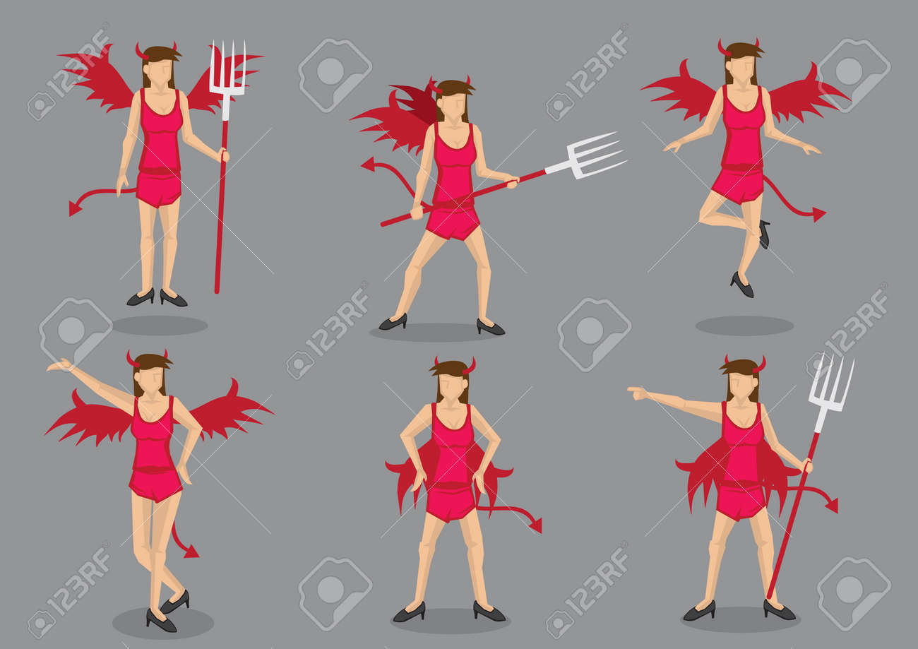 翼 尻尾 角 ピッチ フォークとの完全なセクシーな赤い悪魔衣装の女性 灰色の背景に分離された六つのベクトル漫画キャラクター イラストのセットです のイラスト素材 ベクタ Image 翼 尻尾 角 ピッチ フォークとの完全なセクシーな赤い悪魔衣装の女性 灰色の背景に分離された六つのベクトル漫画キャラクター イラストのセットです のイラスト素材 ベクタ Image