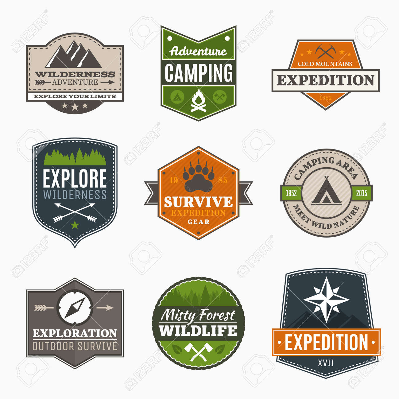retro camp badges exploration