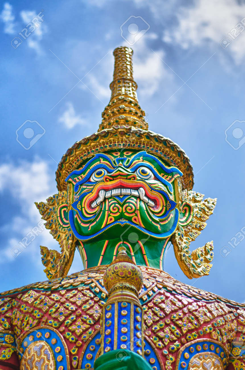 Thai Giant Portrait At Temple Of The Emerald Buddha In Bangkok - 